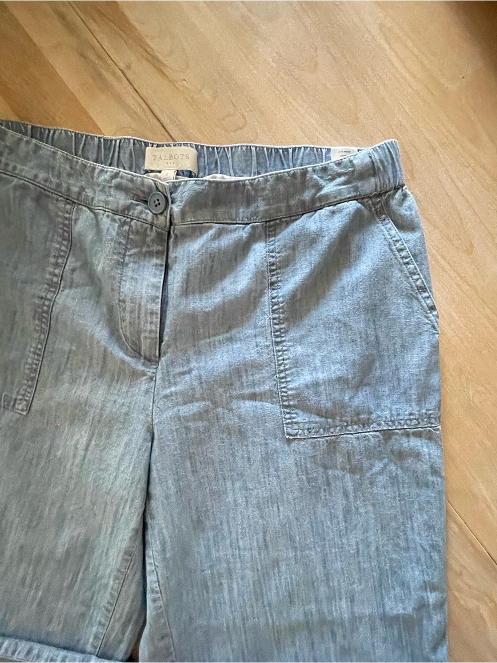 Talbots 100% Cotton Chambray Pants Size 8 Modern relaxed Fit vacation Ready - Picture 8 of 16